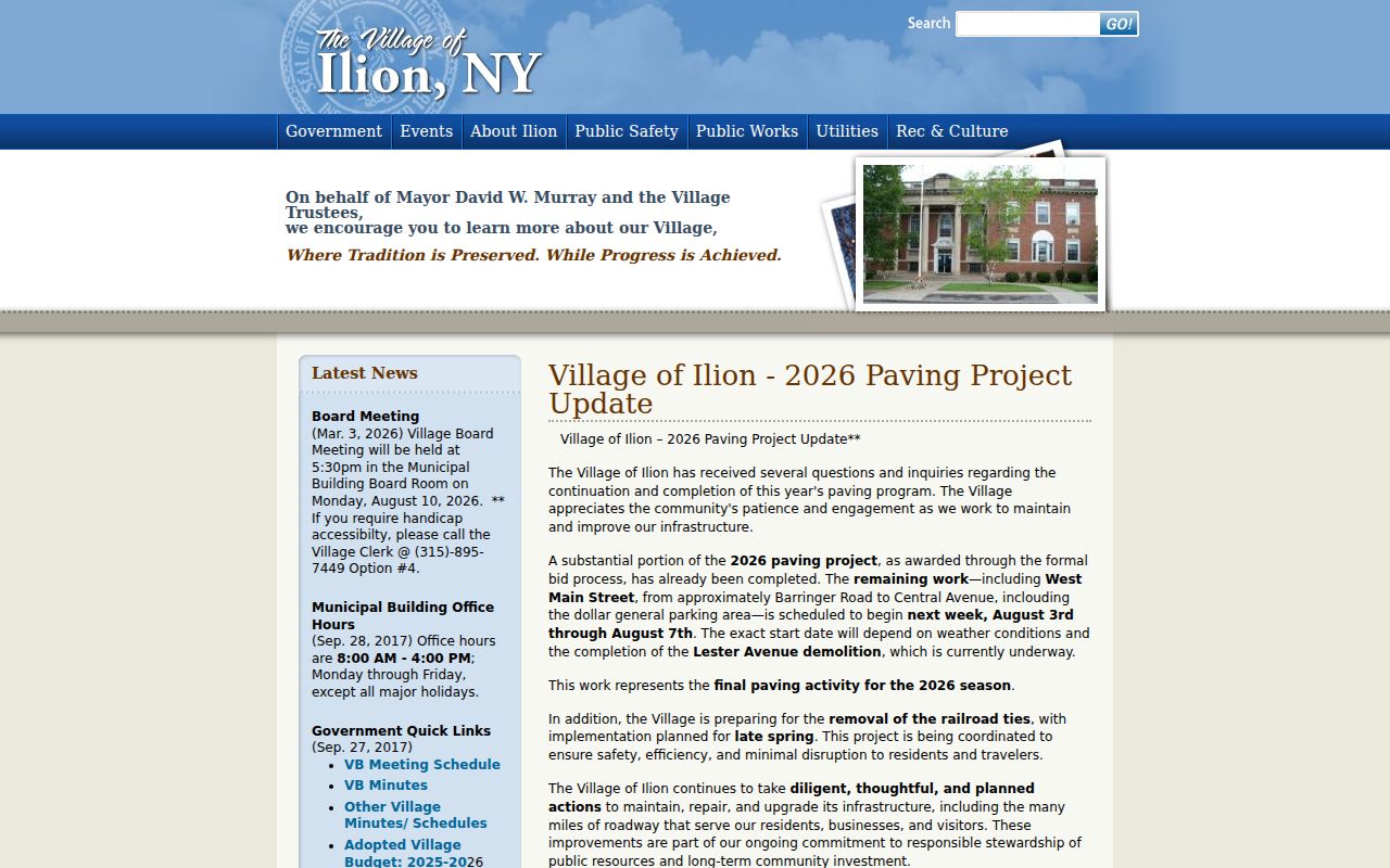 Ilion village government source for criminal record contacts