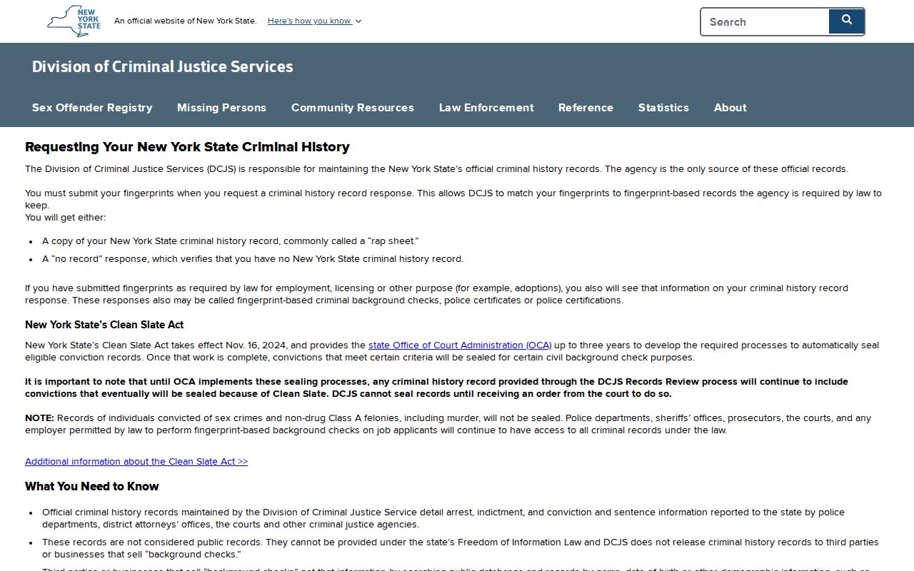Herkimer County criminal history DCJS personal record review instructions