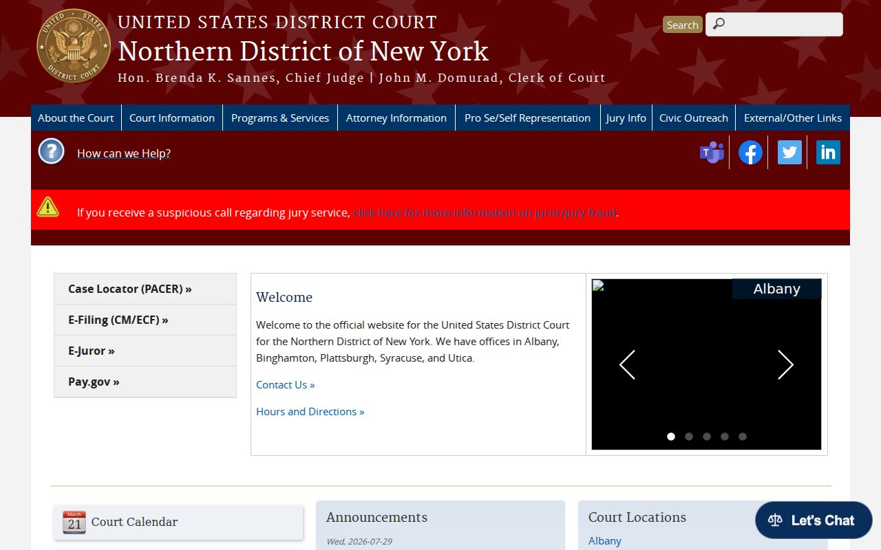 Herkimer County criminal case records Northern District federal court