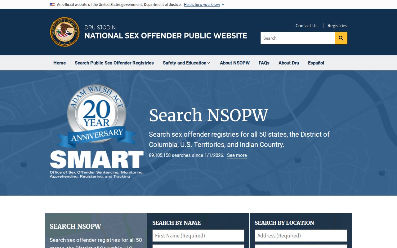 National sex offender registry interface for a Herkimer County lookup